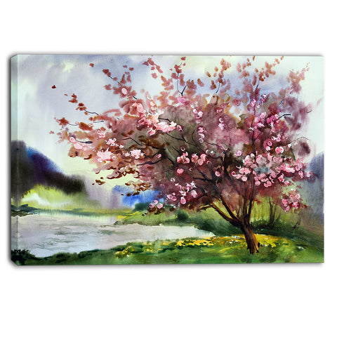 tree with spring flowers floral canvas art print PT6120