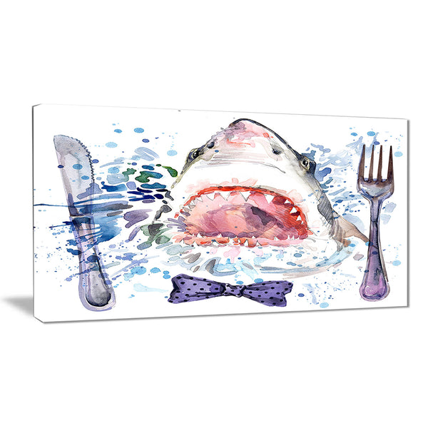hungry shark illustration animal canvas art print PT6132