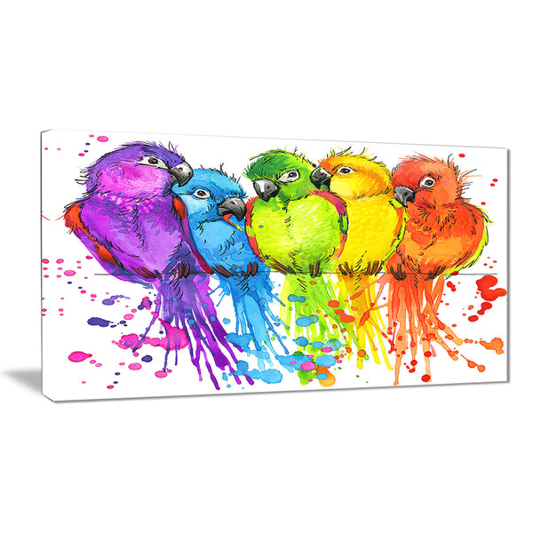 colorful parrots illustration animal canvas artwork PT6151