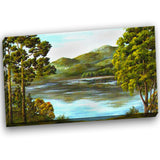 mountain lake with blue water landscape canvas art print PT6167