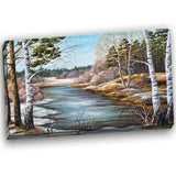 the spring siberian river landscape canvas art print PT6169