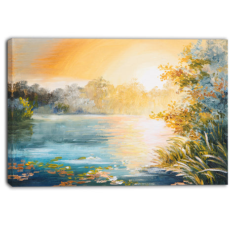 sunset on the lake landscape canvas art print PT6189