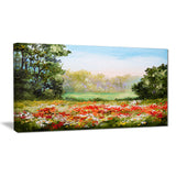 poppy field with sky landscape canvas art print PT6197