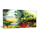 watercolor landscape with flowers landscape canvas print PT6214