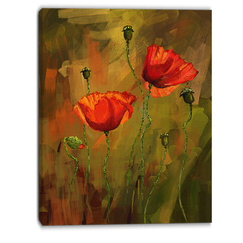 watercolor poppy flowers floral canvas art print PT6216