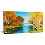 birch forest near the river landscape canvas print PT6223