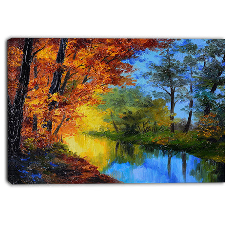 autumn reflecting in river landscape artwork print PT6233