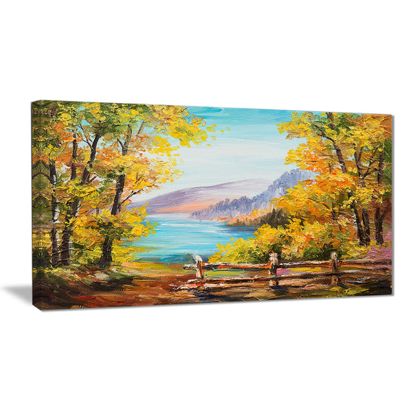 Mountain Lake in the Fall Landscape Canvas Art Print