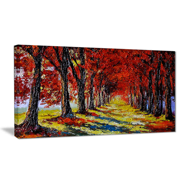 autumn forest with red leaves landscape canvas print PT6236