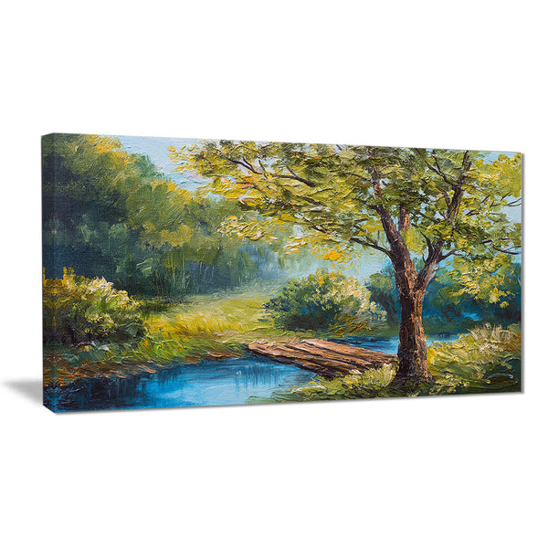 summer forest with beautiful river landscape canvas print PT6237
