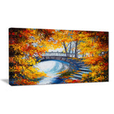 fall forest with a bridge landscape canvas artwork PT6240