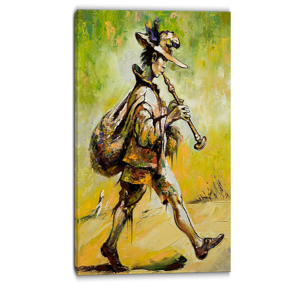 wandering troubadour with pipe music canvas art print PT6241