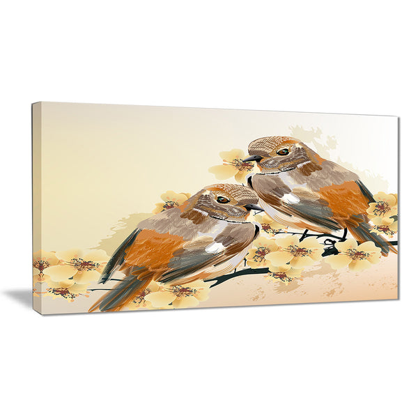 bird couple on a branch animal canvas art print PT6251