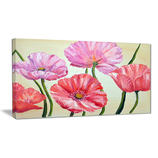 red and pink poppies floral canvas artwork PT6275