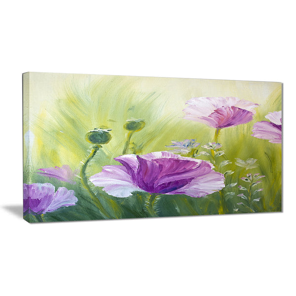 purple poppies in morning floral canvas art print PT6277