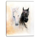 black and white horse heads animal canvas print PT6280