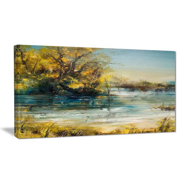 trees by the lake landscape canvas art print PT6283