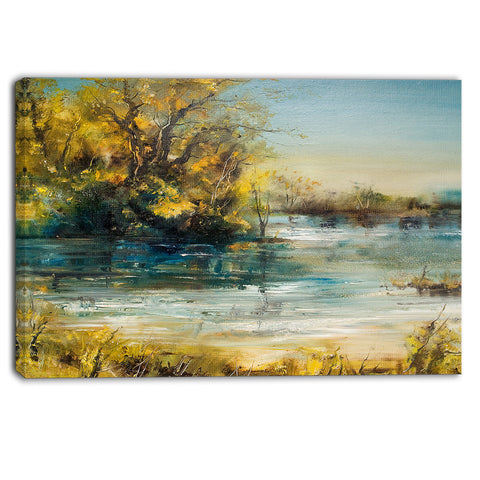 trees by the lake landscape canvas art print PT6283