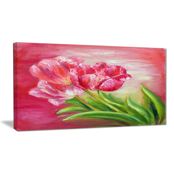 red tulips in red background floral canvas print PT6284