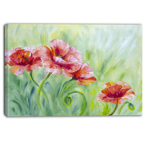 pale red poppies floral canvas art print PT6286