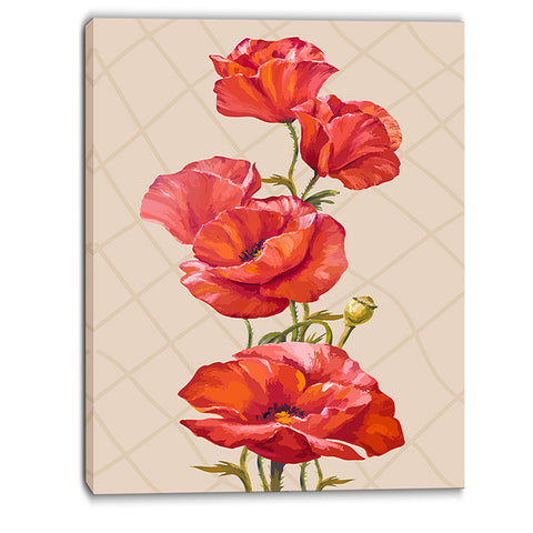 bunch of poppies vector art floral canvas print PT6290