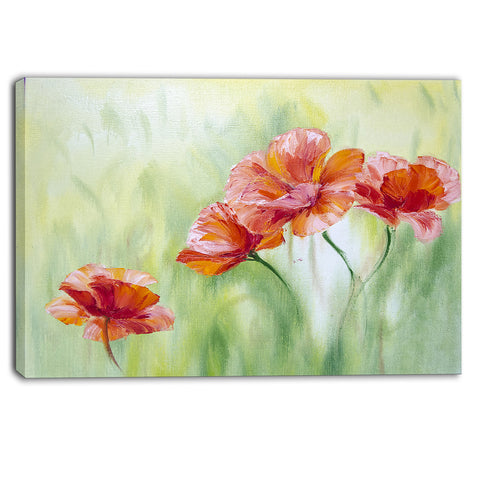 poppies in light green floral canvas art print PT6297