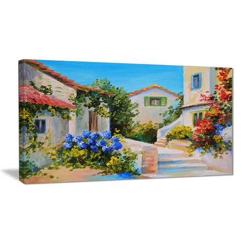Houses near Sea Landscape Canvas Art Print