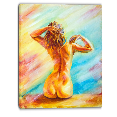 naked woman sitting sensual canvas art print PT6322