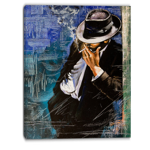 man with cigarette portrait canvas art print PT6344