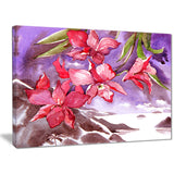 Red Orchid with Sea Floral Canvas Art Print