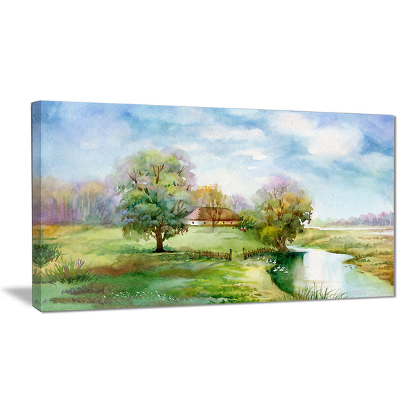 village life landscape canvas art print PT6354