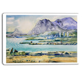 watercolor blue hills landscape canvas art print PT6365