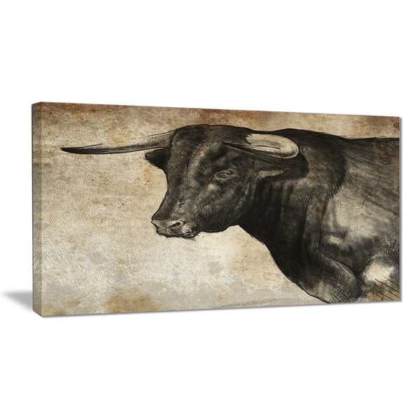 spanish bull sketch animal canvas art print PT6368