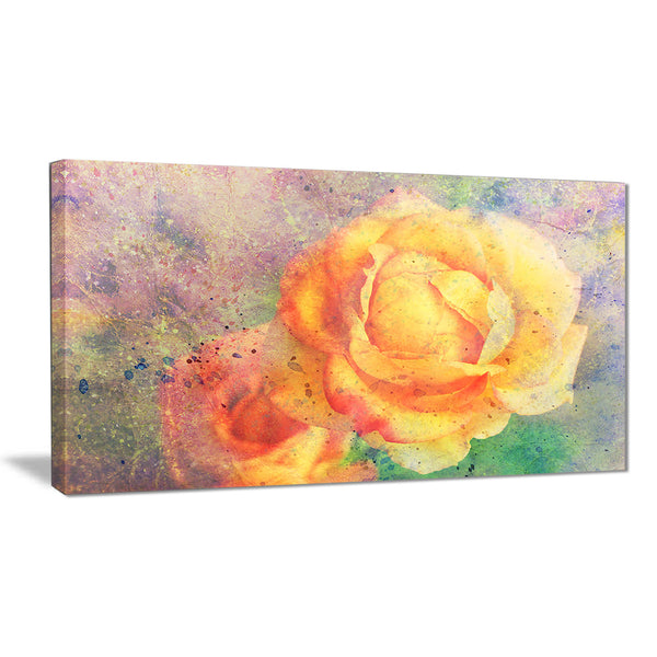 Yellow Rose Watercolor Floral Canvas Art Print