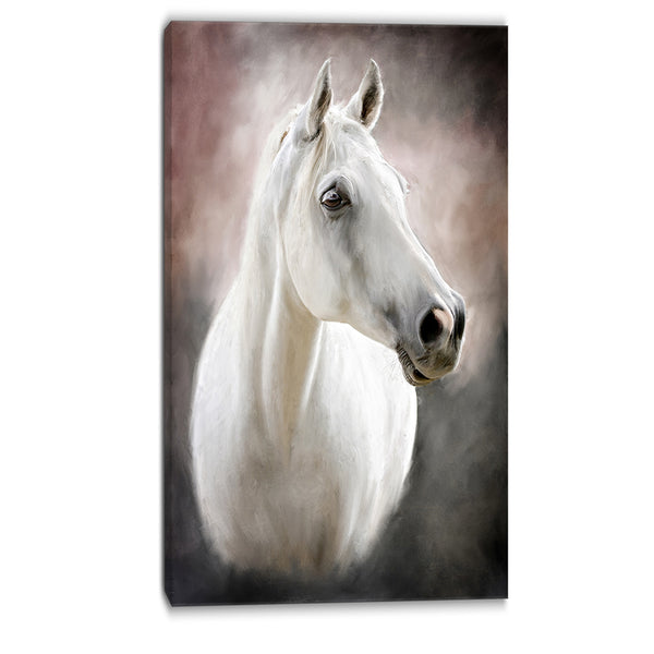 lovely white horse animal canvas art print PT6376