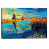 windmills with sky and water landscape canvas print PT6384