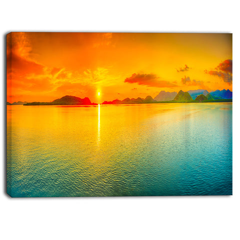 sunset over sea panorama seascape photography canvas print PT6411