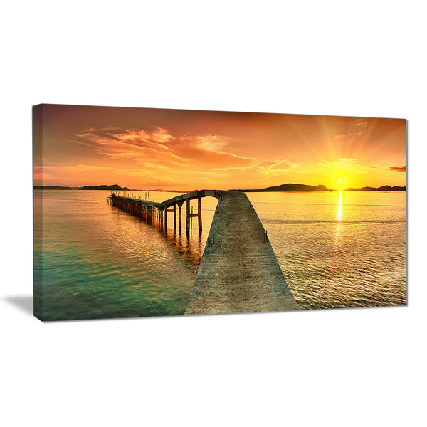 sunset over pier panorama photography canvas print PT6415