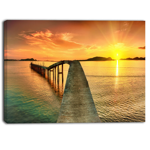 sunset over pier panorama photography canvas print PT6415