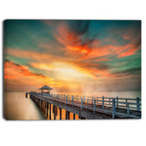 wooden pier landscape photo canvas art print PT6424