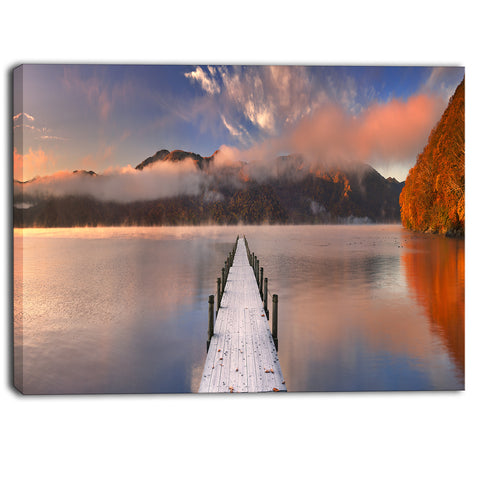 jetty in lake japan seascape photography canvas print PT6429
