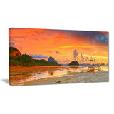 boat at sunset panorama landscape photo canvas print PT6448