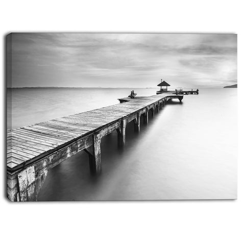 wooden sea bridge seascape photography canvas print PT6454