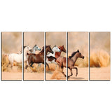 herd gallops in sand storm photography canvas art print PT6456