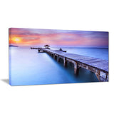 blue wooden bridge seascape photography canvas art PT6457