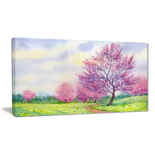 purple spring landscape floral canvas art print PT6498