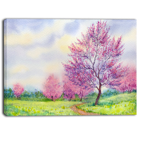 purple spring landscape floral canvas art print PT6498