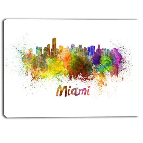 miami skyline cityscape canvas art print PT6509