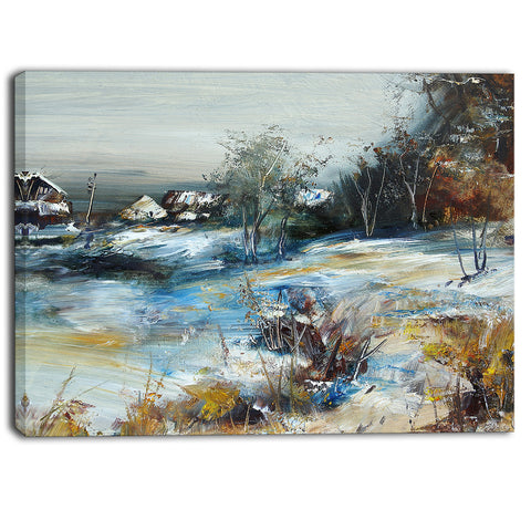 village in winter landscape canvas art print PT6523