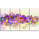 purple new york skyline cityscape canvas art print PT6540
